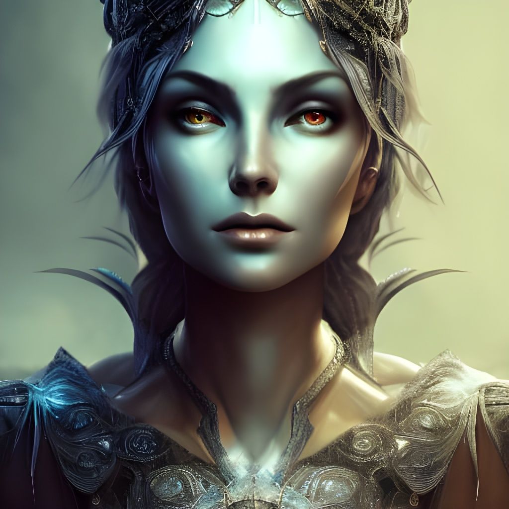 Moonlit Ice Queen Portrait in Dark Fantasy Style