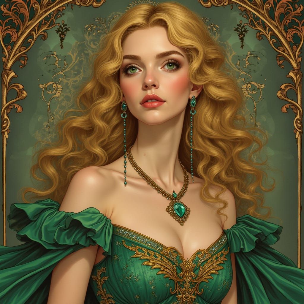 Cersei Lannister Portrait in Art Nouveau Style