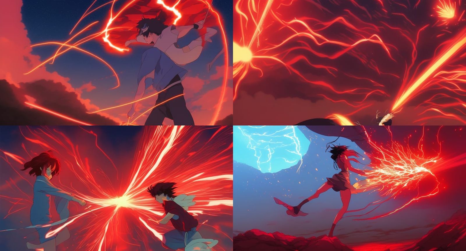 Red Energy Slash Wave in Anime Style