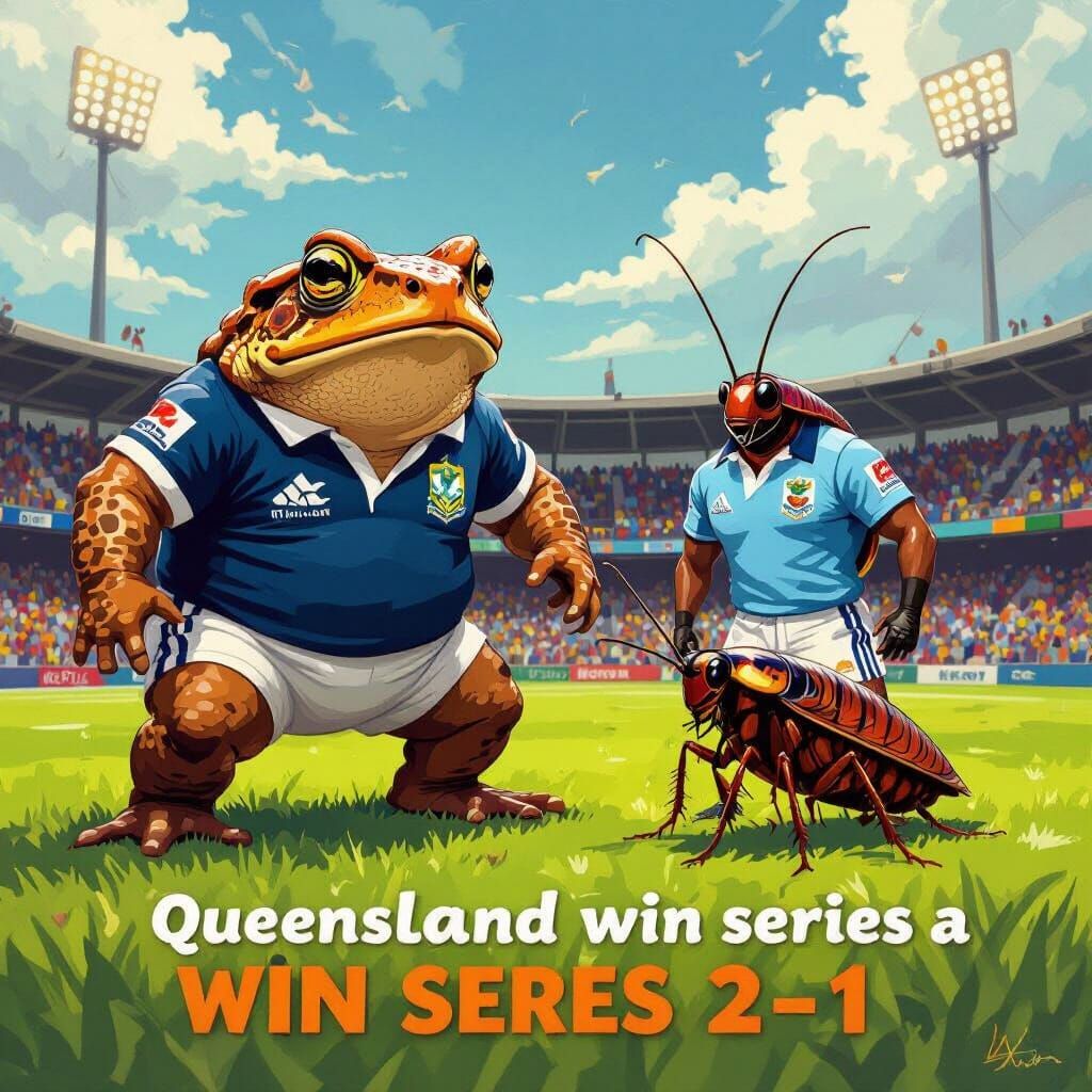 Cane Toad and Cockroach Rugby League Match