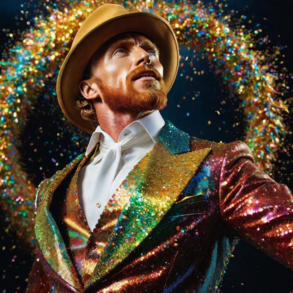 Van Gogh in Glitter Tsunami: Photorealistic Portrait