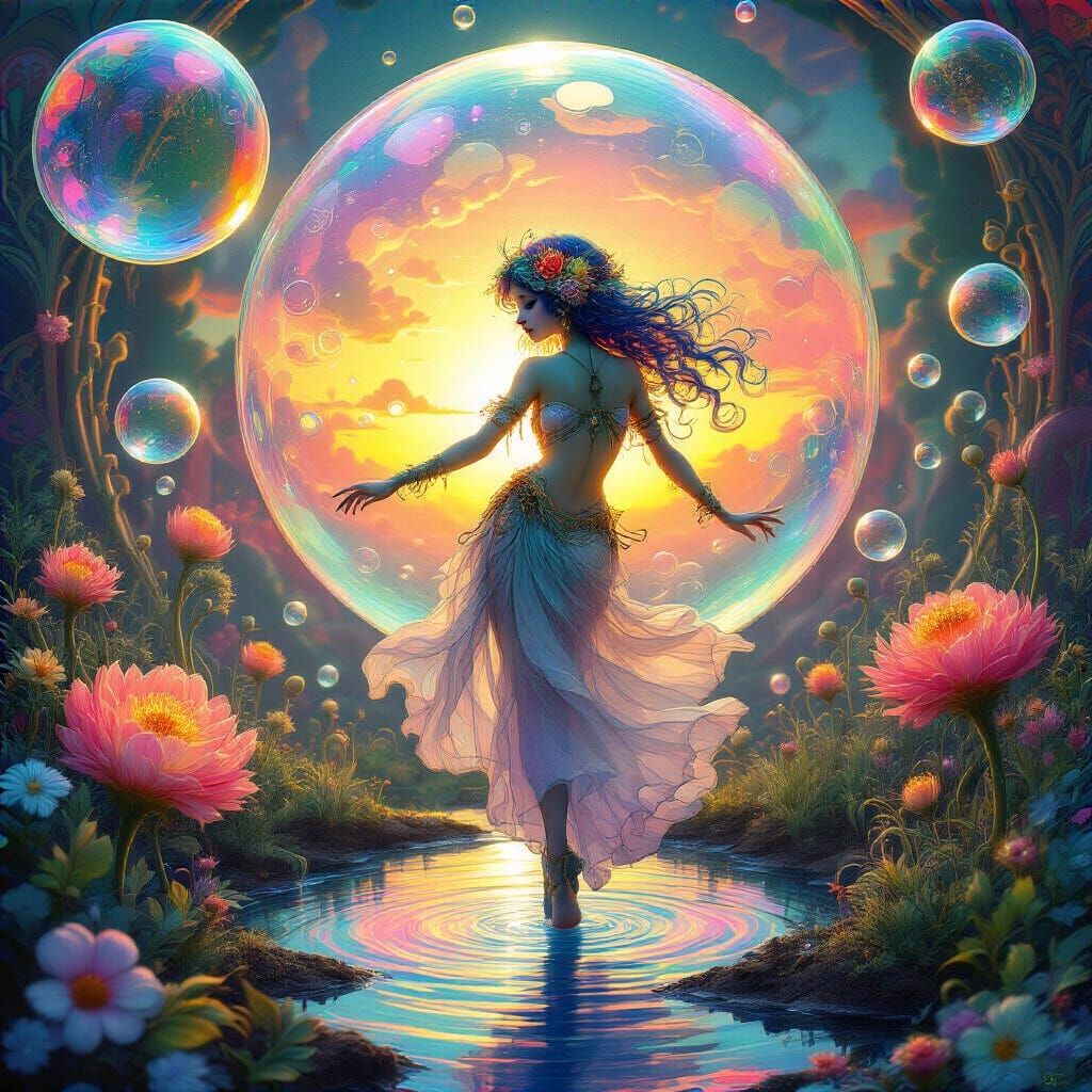 Sprite Dancing in a Psychedelic Dreamscape