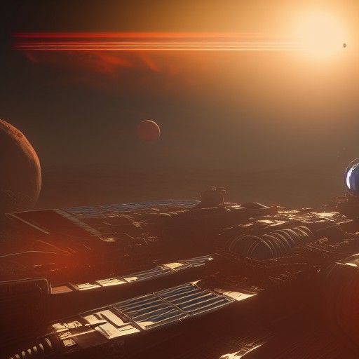 Cyberpunk City on Mars Orbiting Space Station