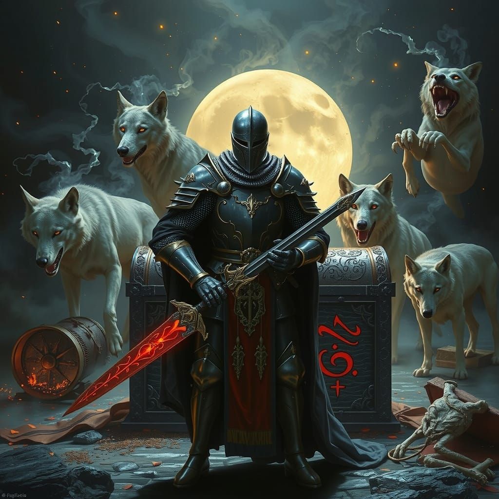 Baroque Knight Guarding Obsidian Treasure Chest