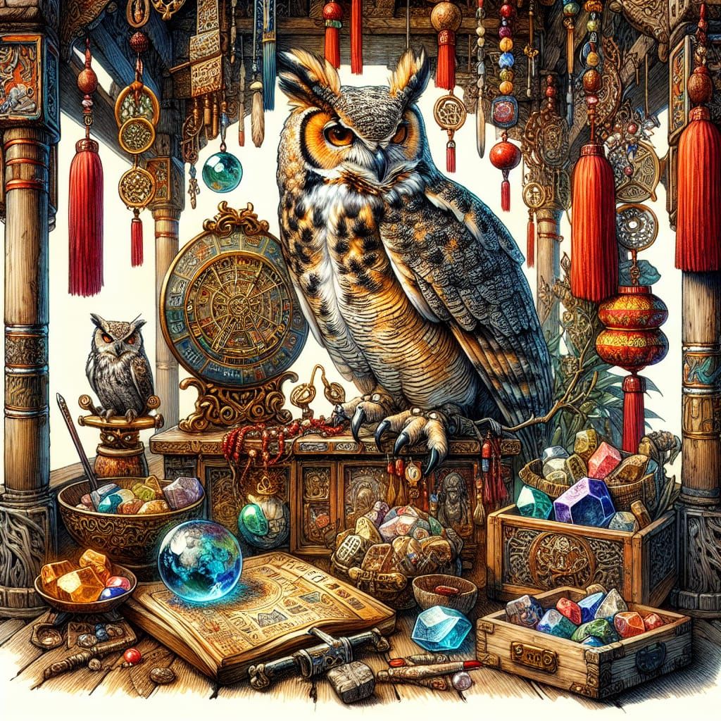 Ancient Wisdom Soothsayer in Ink and Watercolor