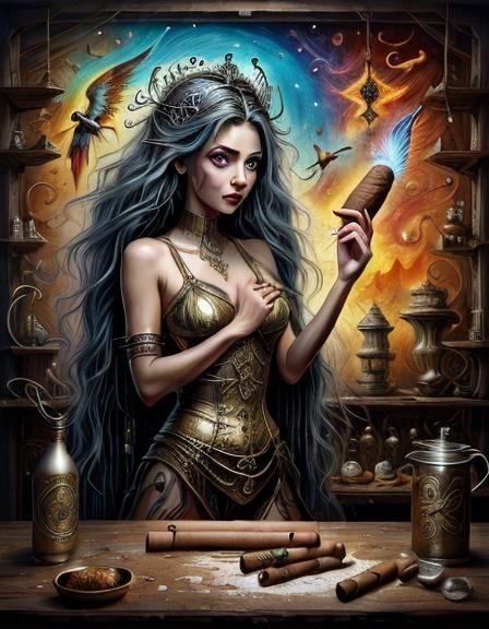 Surreal Street Art Portrait in Watercolor Style