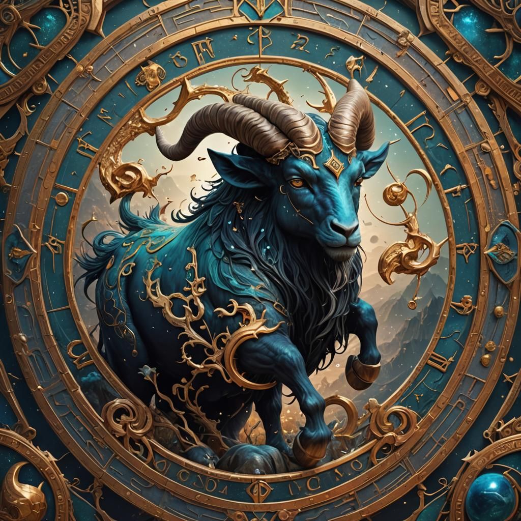 Capricorn Zodiac Sign in Detailed Matte Painting
