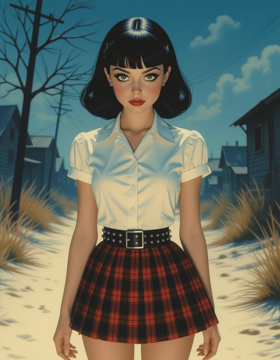 Creepy Cute Woman in Eerie Dreamscape