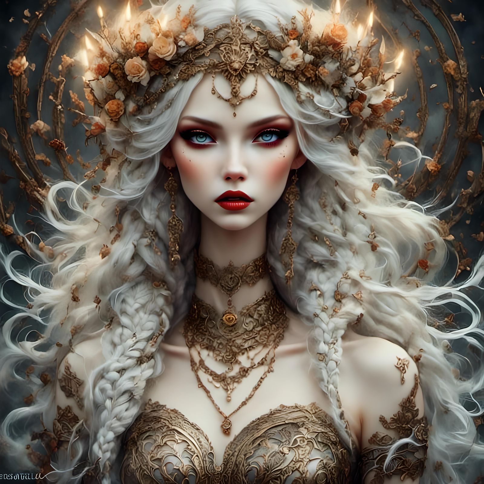 Surreal Queen in Desolate Palace: Digital Photography