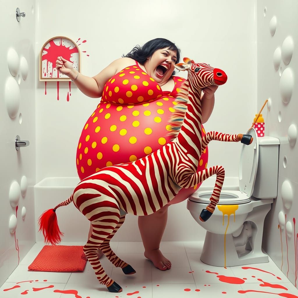 Surreal Feast in a Psychedelic Bathroom