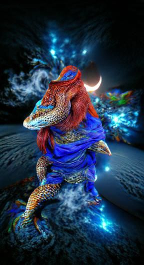 Psychedelic Cosmic Dragon in Monk Robes