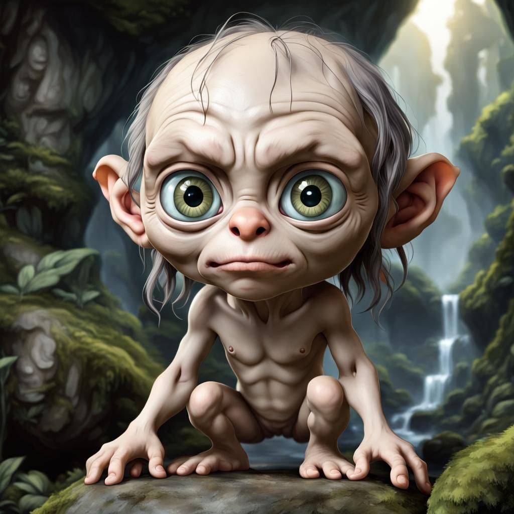 Chibi Gollum in the Shire Fantasy Art