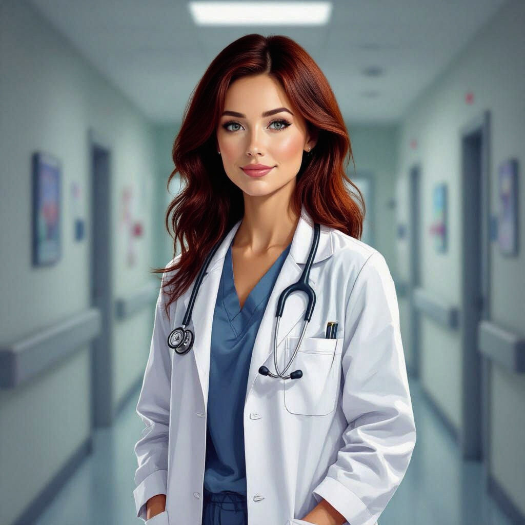 Beautiful Blonde Female Doctor Full Figure Image