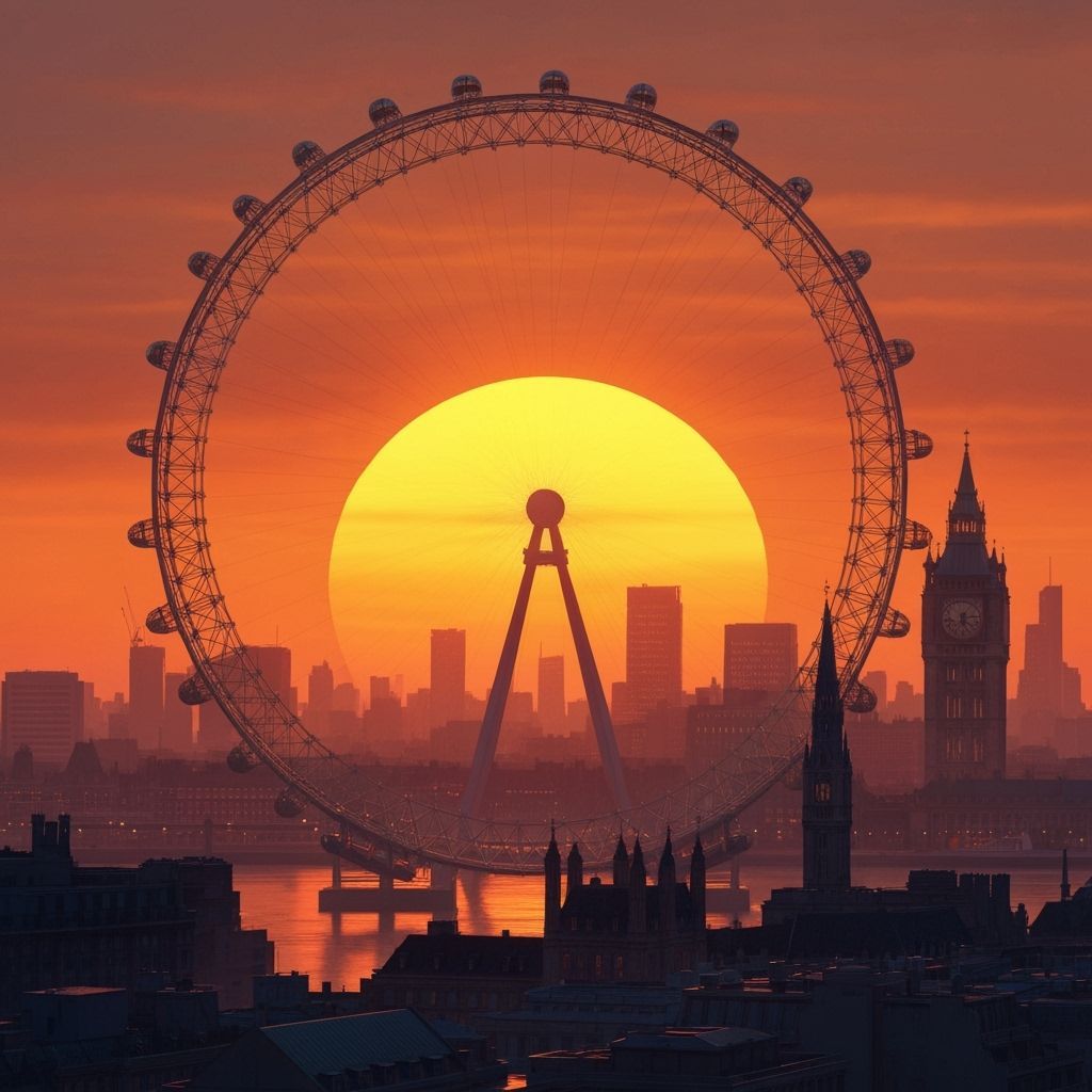Retro-Futuristic London Sunset Over London Eye