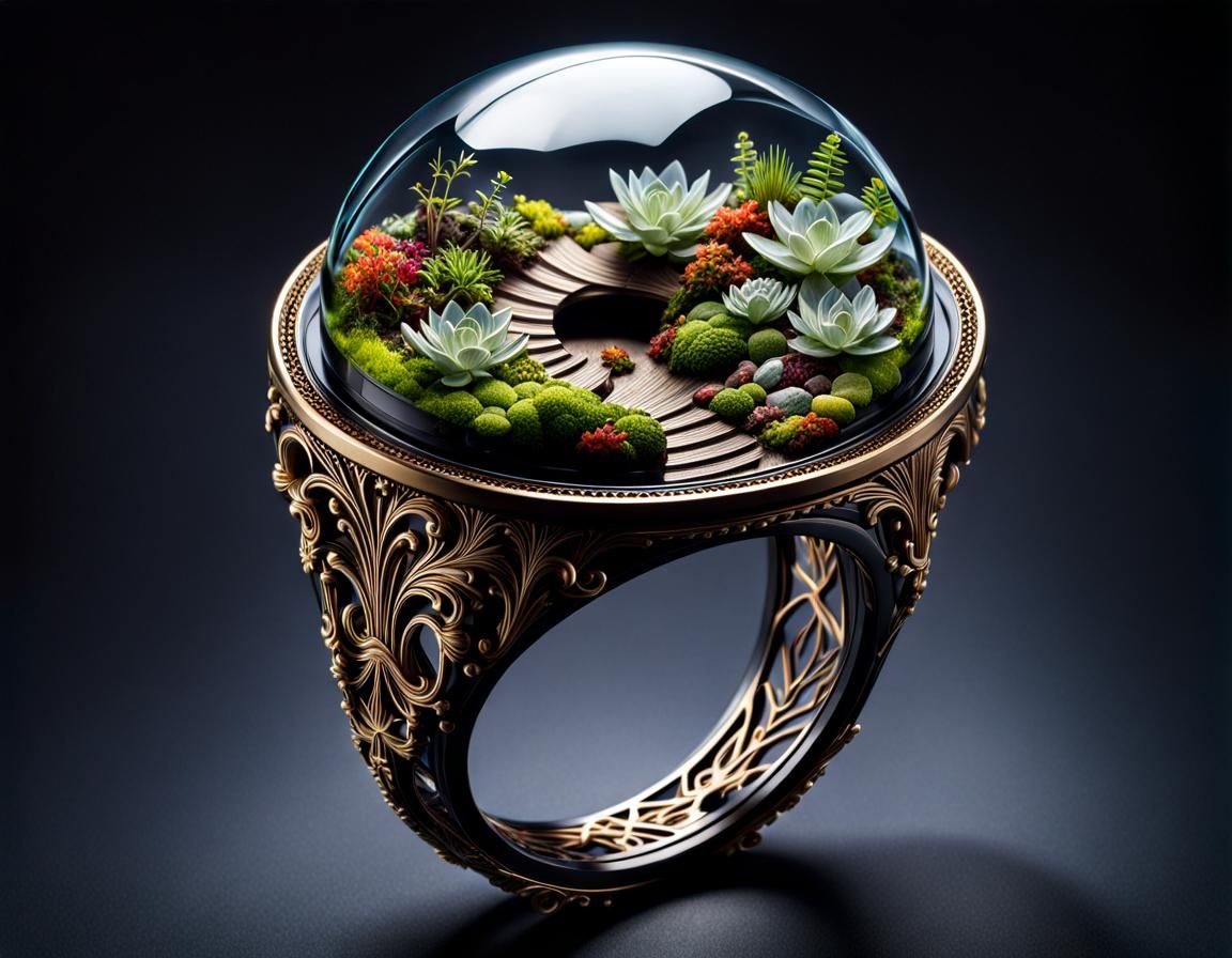 Detailed Macro Shot of Resin Terrarium Ring