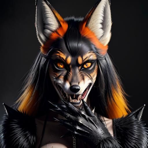 Punk-Goth Portrait with Damaged Hybrid Mask