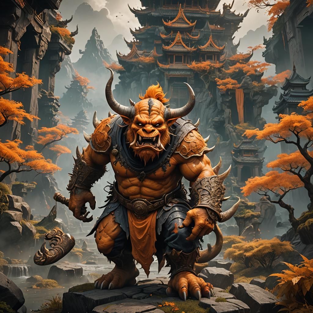 Ogre of Terror in Asian Fantasy Landscape