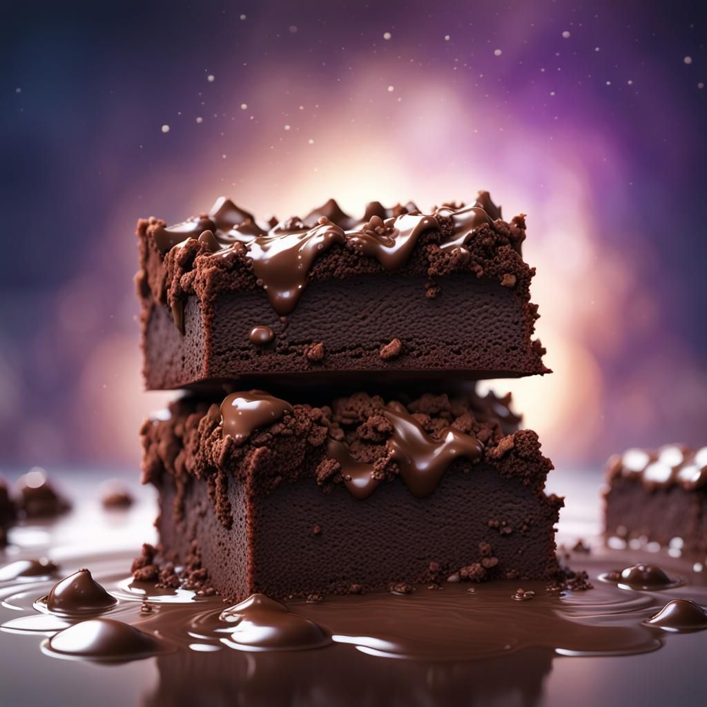 Delicious Mouthwatering Chocolate Brownie Digital Masterpiec...