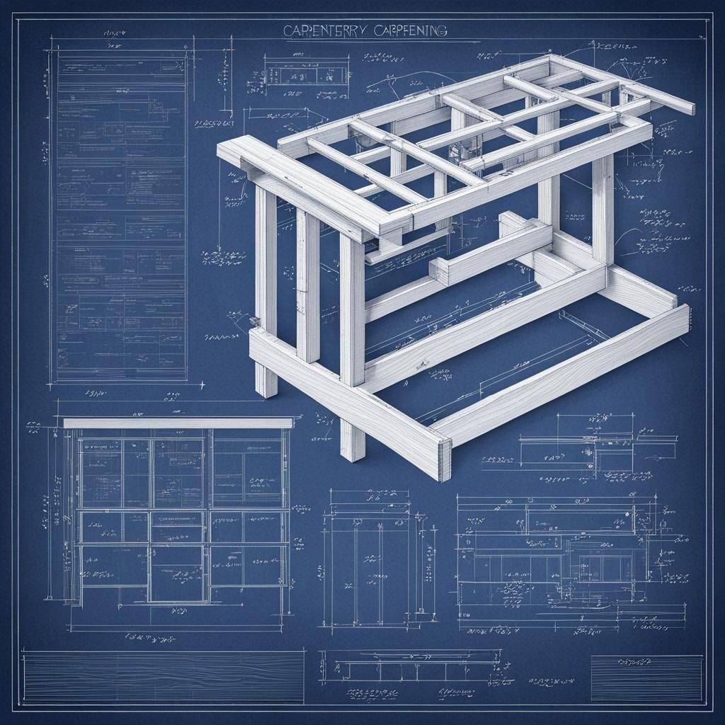 Detailed Carpentry Plan Blueprint Technical Drawing