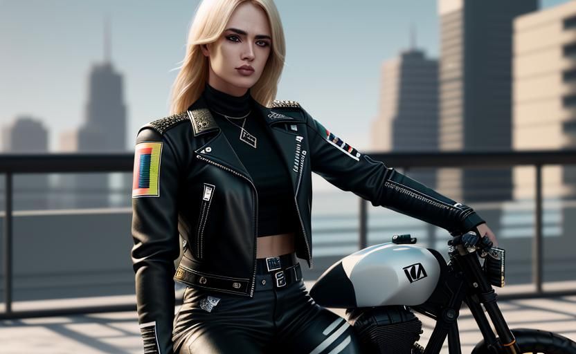 Leather jacket, leather pants, military black boots, black m...