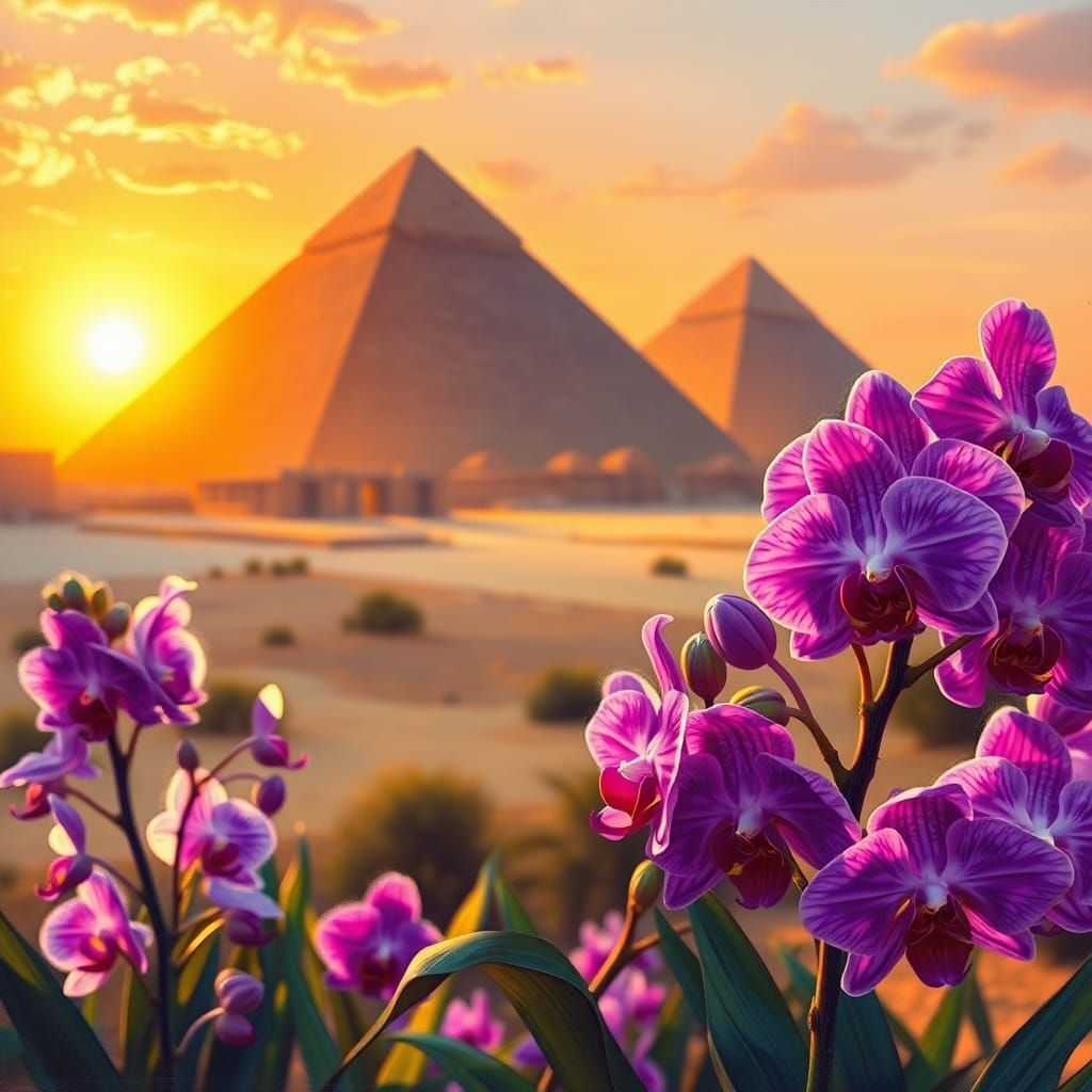 Orchids and Pyramids: A 16k Oil Painting