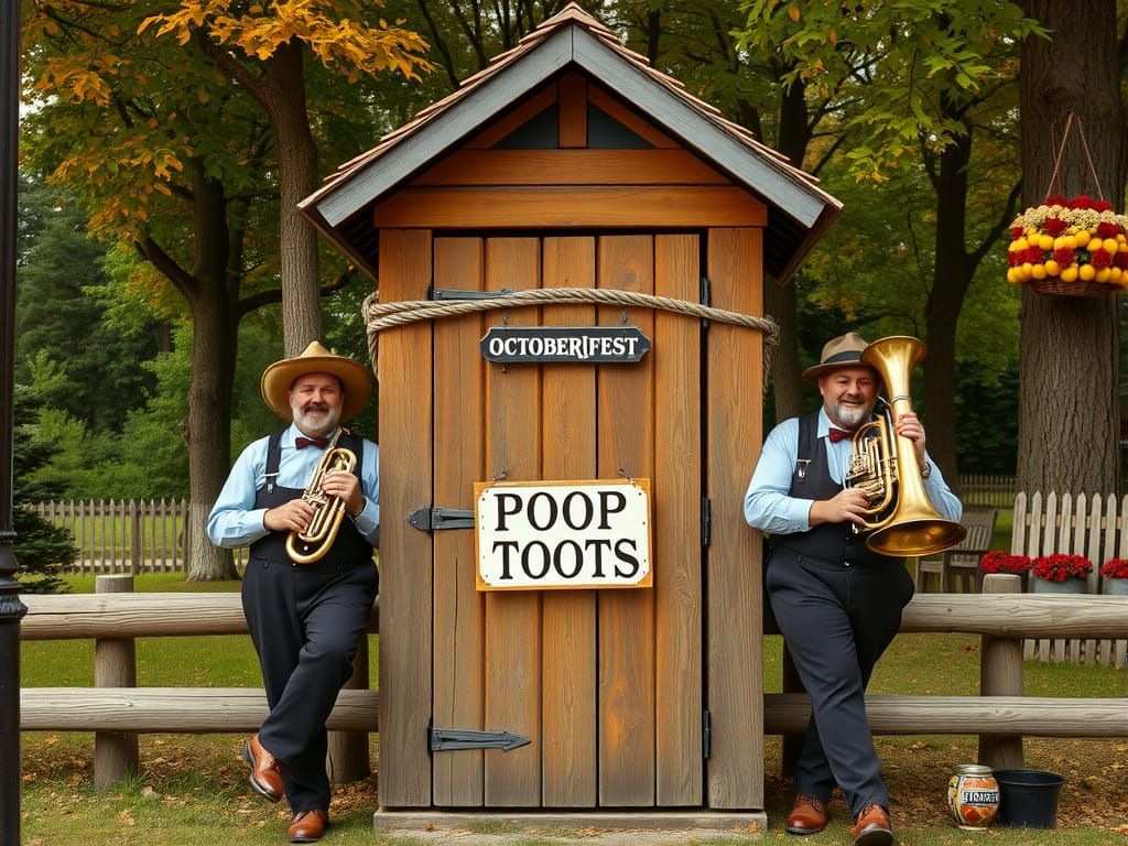 Hyperrealistic Outhouse with Tuba Players