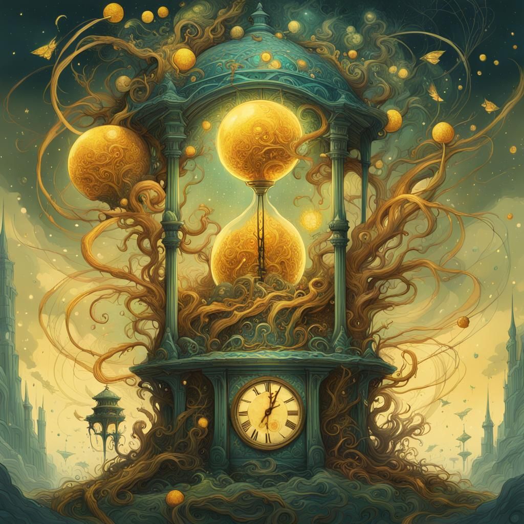 Hourglasses, Fairies, and Surreal Clocks: A Digital Painting
