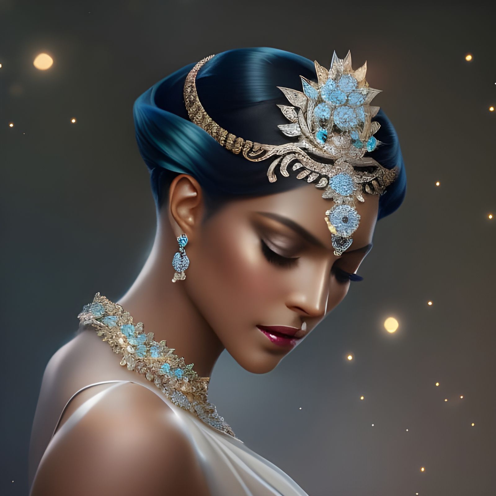 Crystal Goddess Portrait in Art Nouveau Style