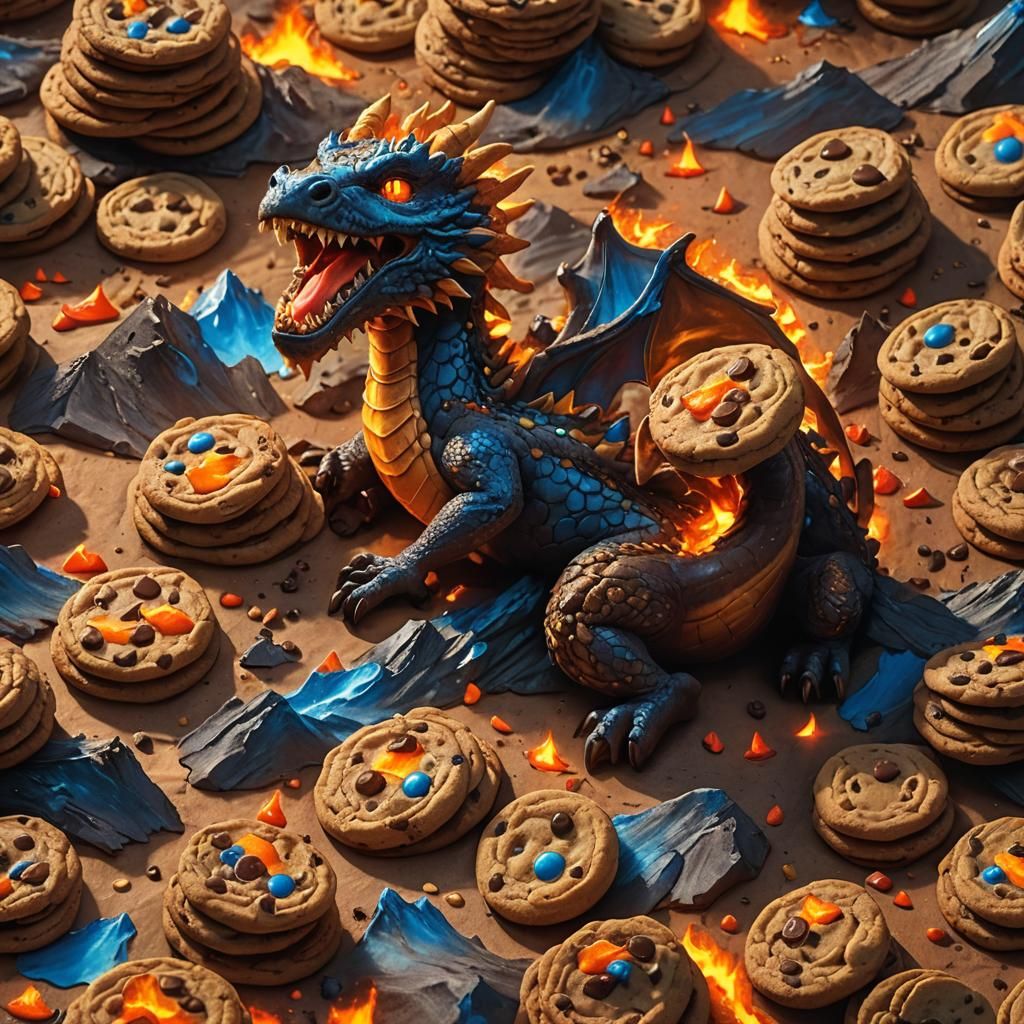 Chocolate Chip Cookie Dragon on Cookie Mountain