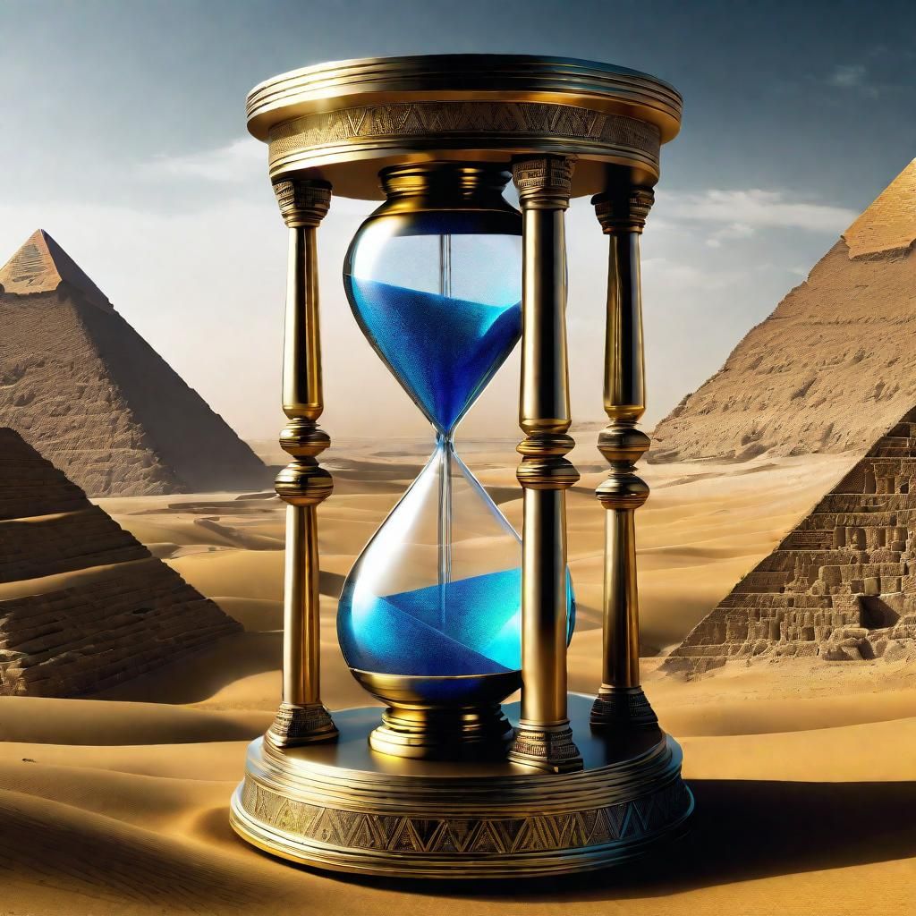 Iridescent Hourglass Inside Egyptian Pyramid, Macro Photogra...