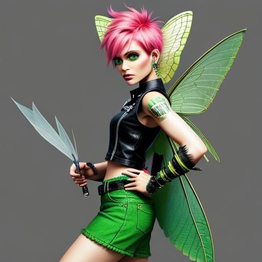 Realistic Tinkerbell in Punk Fashion