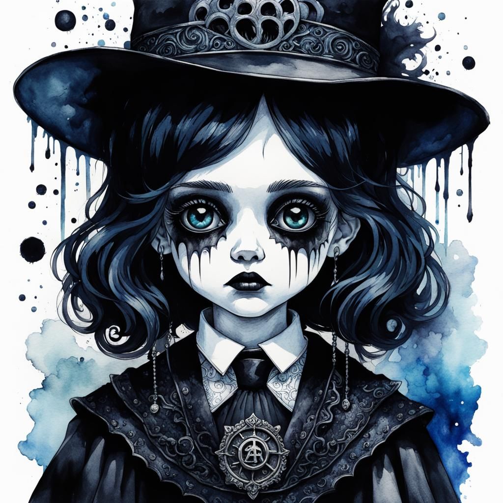 Gothic Anime Horror in Watercolor: Ominous Dreamscape