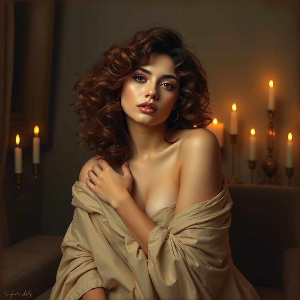 Elegant Woman in Candlelit Luxury