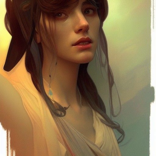 Detailed Portrait of a Librarian, Finger-Painted Style