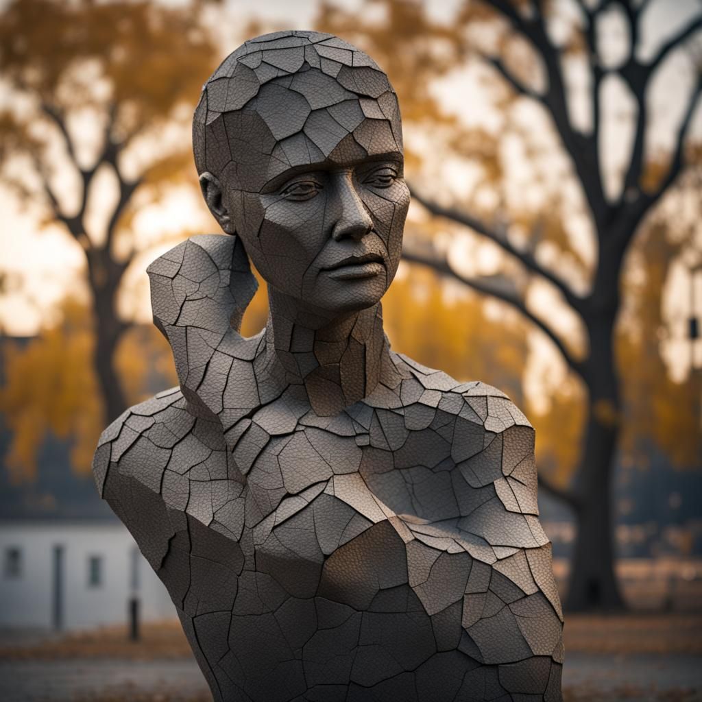 Giant Cracked Sculptural Woman: Professional Photography