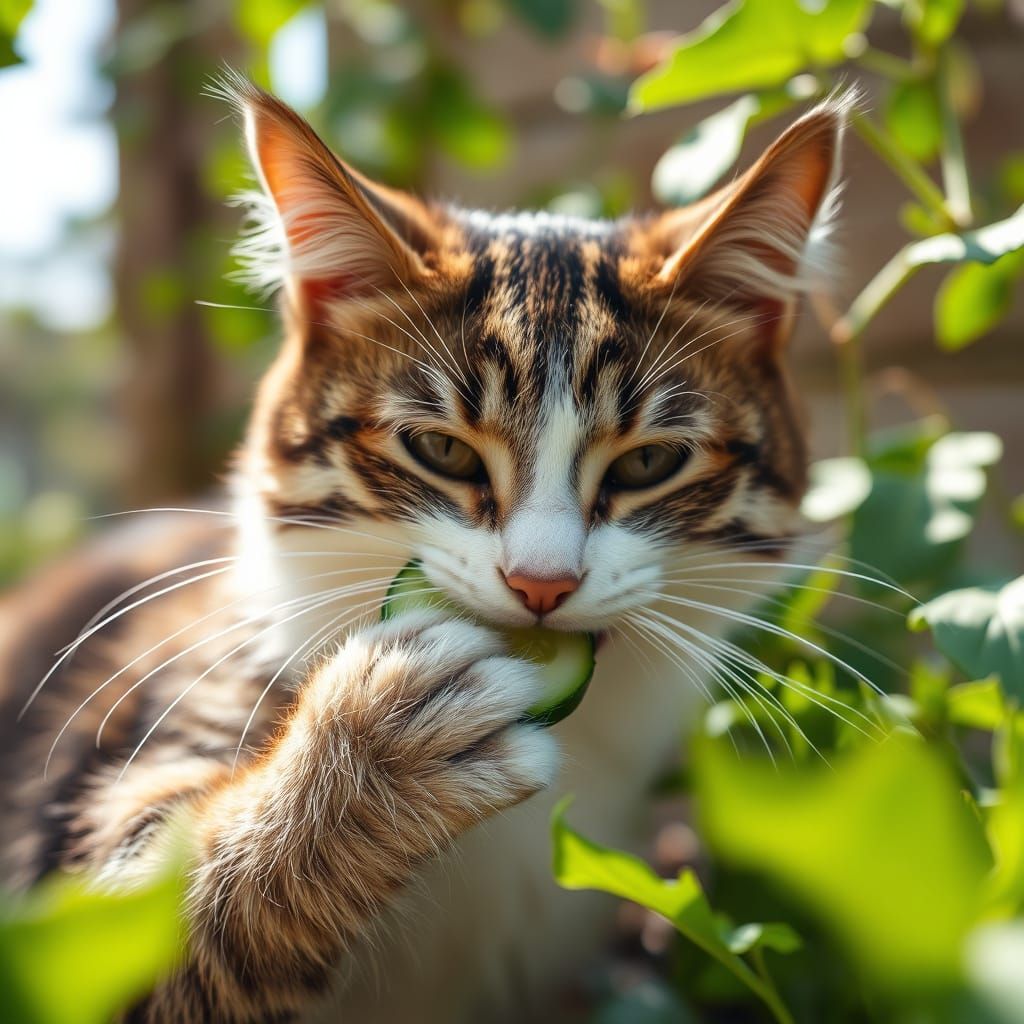 Feline Delight in a Sunny Garden