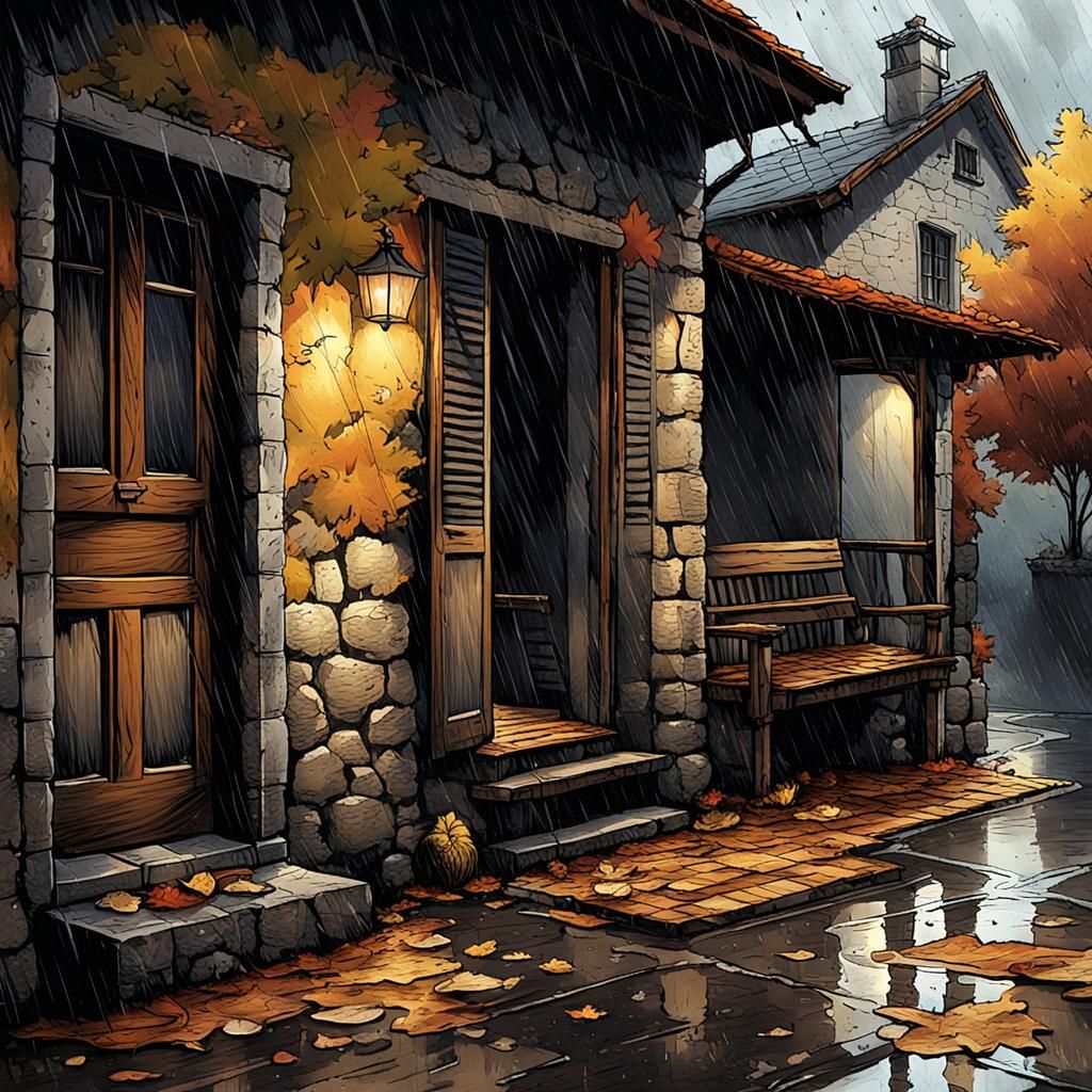 Rainy Day in Italy: Comic Book Style