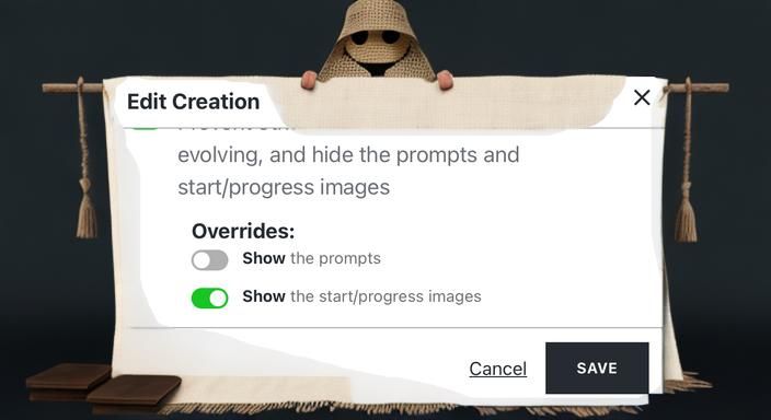 How to hide prompts, but show base image