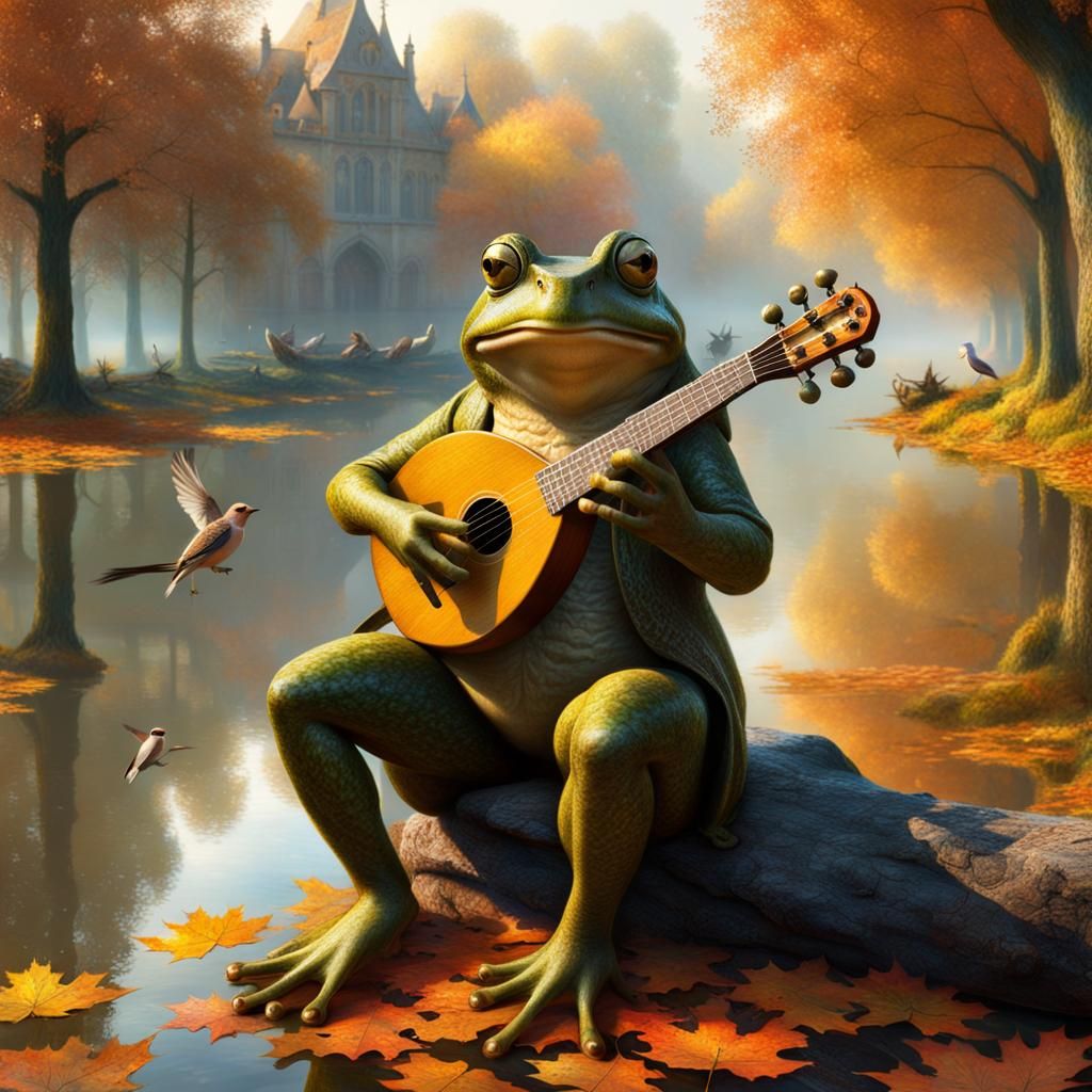 Frog Playing a Lute