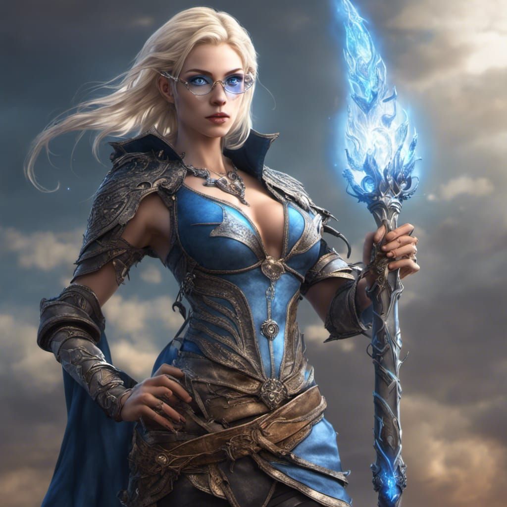 Hyperrealistic Half-Elf Sorceress with Lightning Powers
