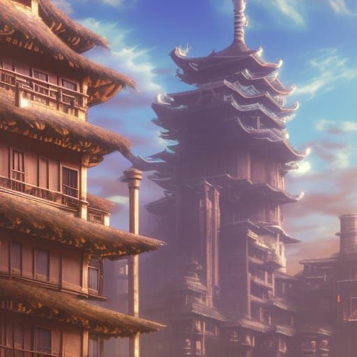 Ghibli-Inspired Asian Apartment Building in Fantasy Concept ...