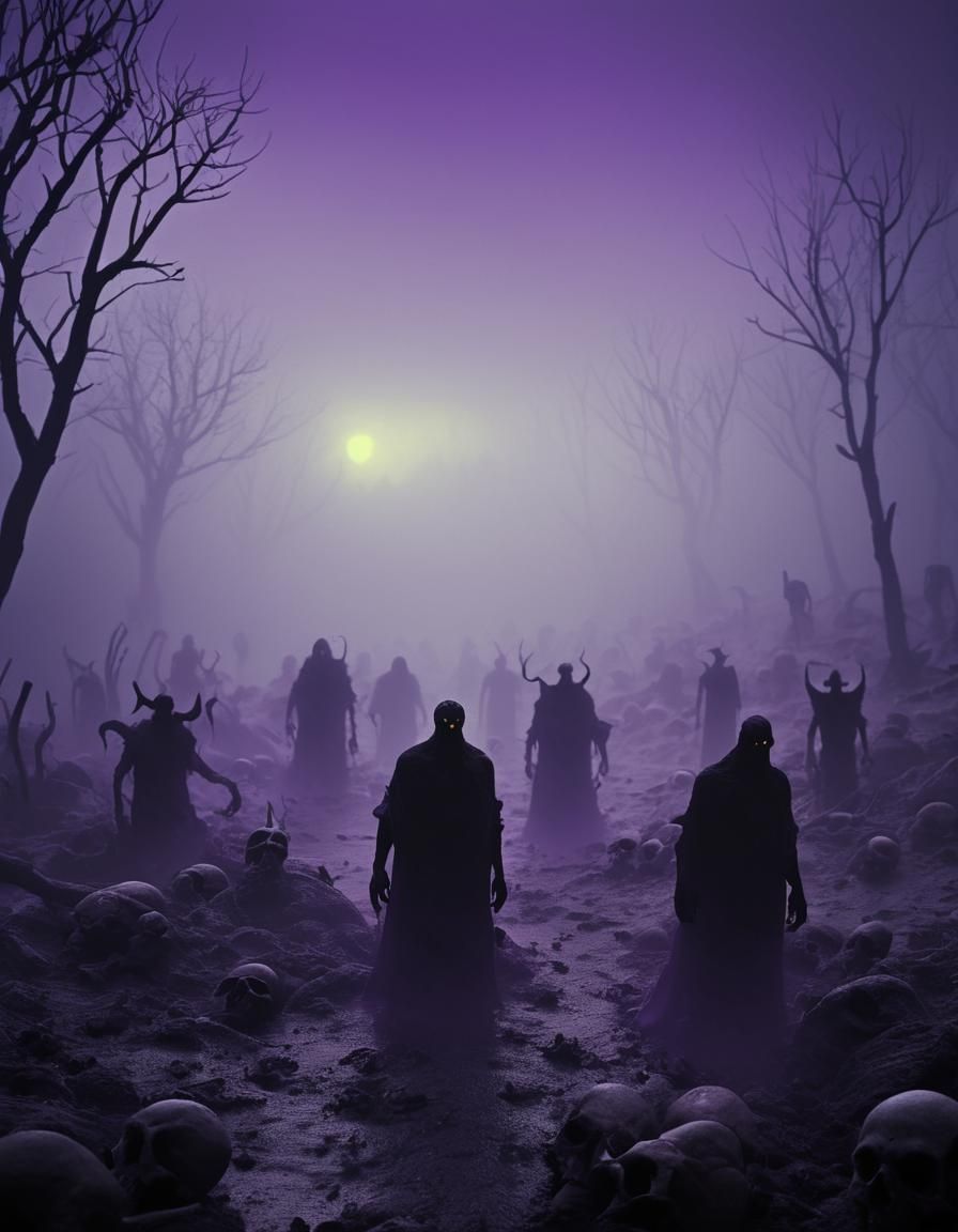 Eerie Underworld: Ghostly Figures in Hyper-Realistic Horror