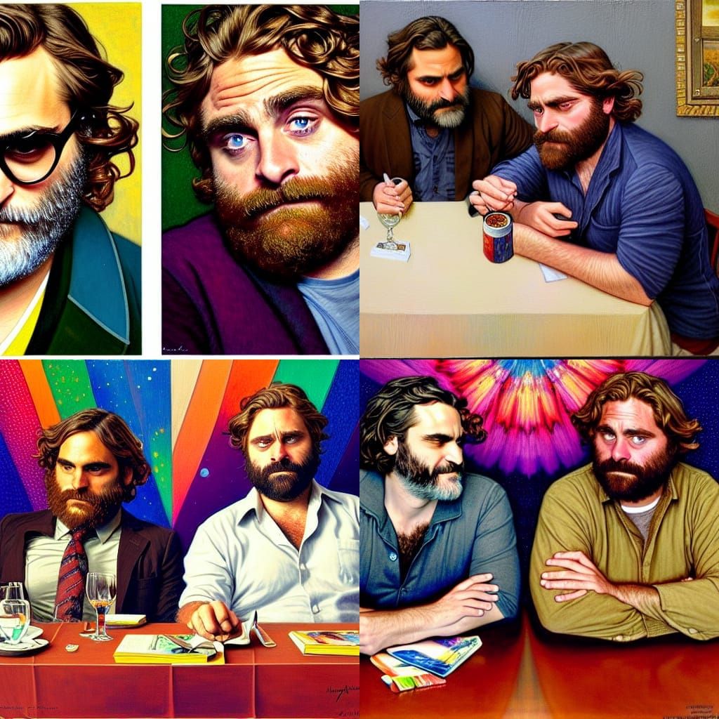 Hyper-Realistic Portrait of Two Men at a Table