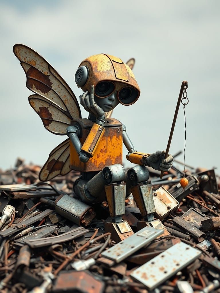 Sad Robot Fairy with Broken Wand