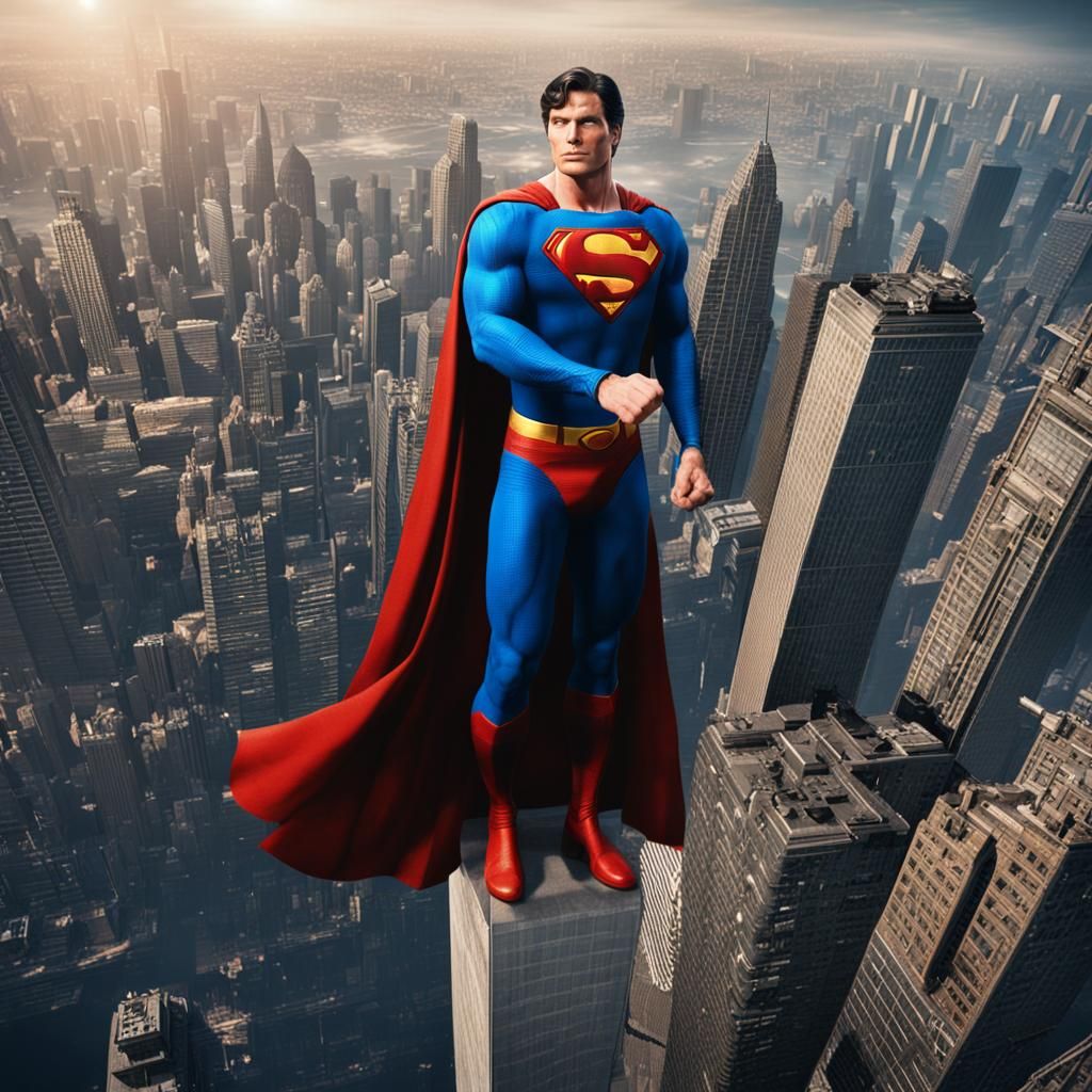 Superman on Skyscraper: Detailed Matte Painting