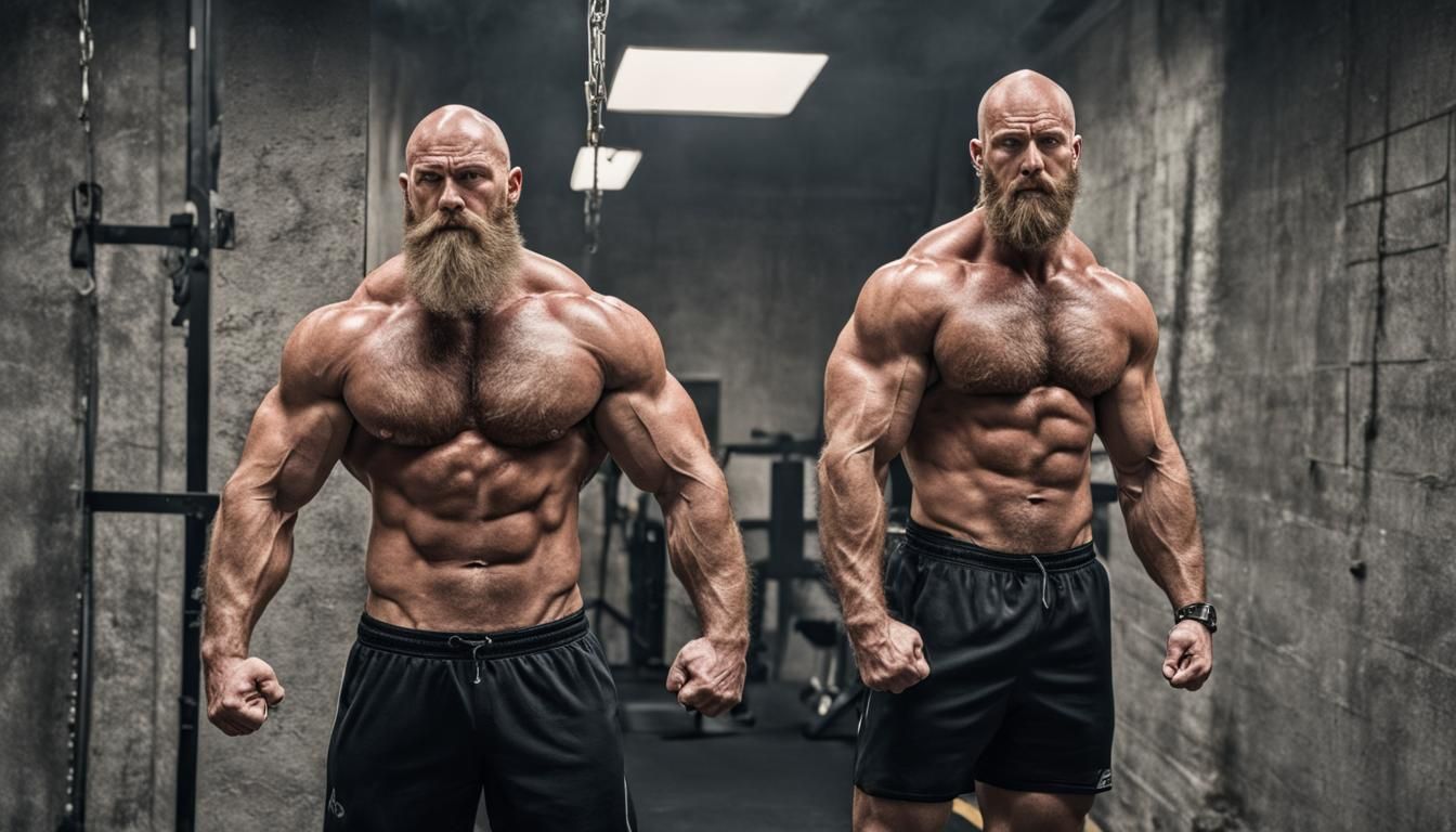 Muscular Bald Athlete with Pierced Chest in 8k