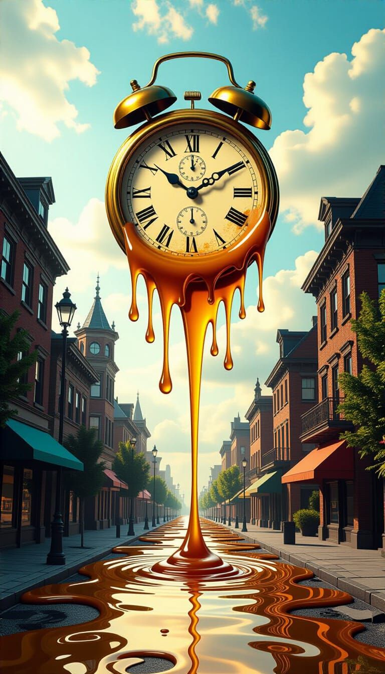 Surreal Melting Time Scene in Matte Painting Style