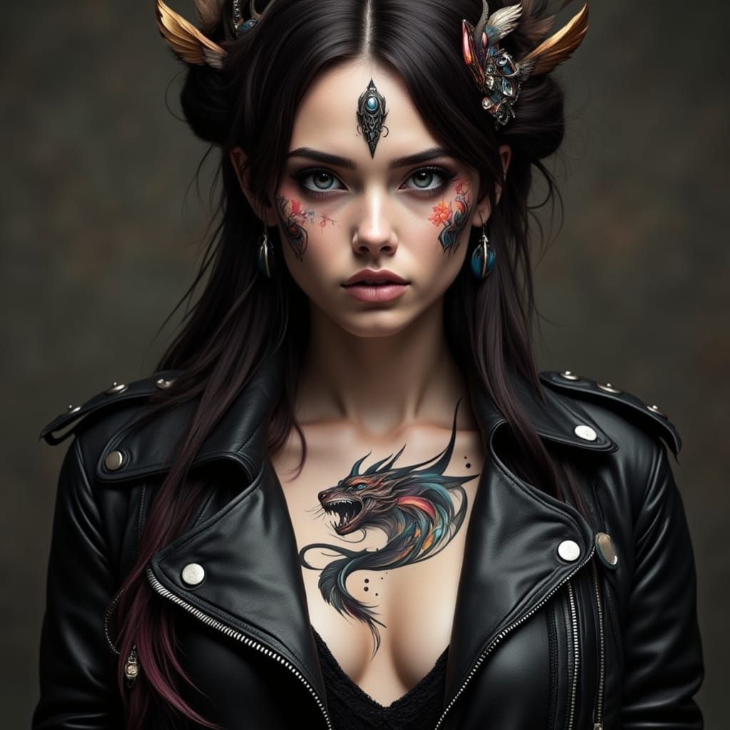 Dragon Tattoo Girl in Cinematic Style