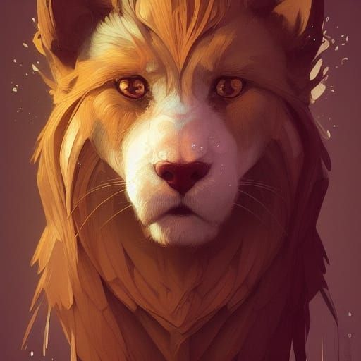 Detailed Furry Portrait in Art Nouveau Style