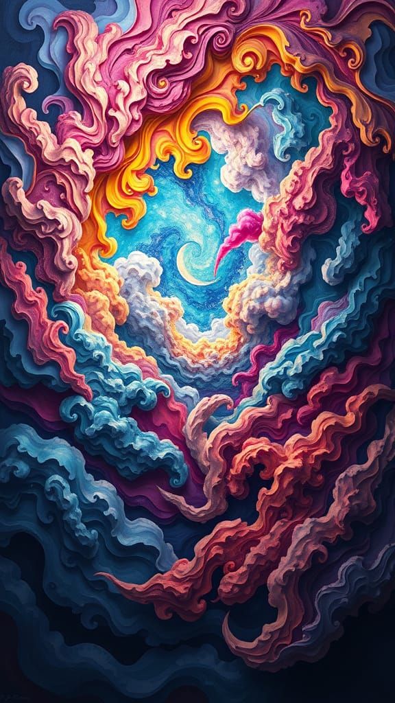 Shifting Swirling Colorful Cloud Movements in the Sky Moebiu...